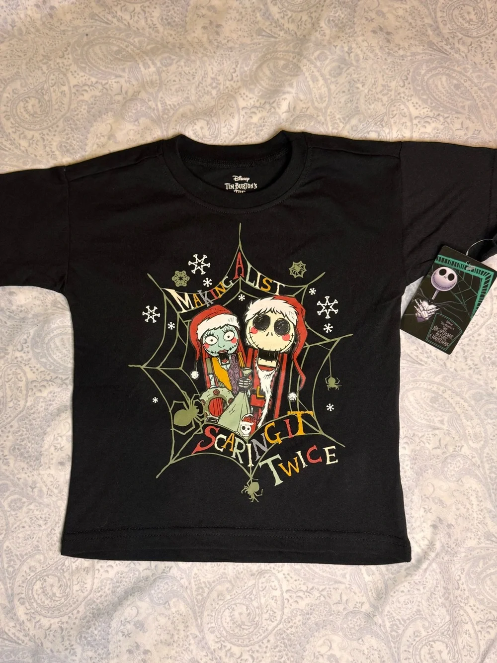 Disney Tim Burton Nightmare Before Christmas  Kids Tee with Jack & Sally